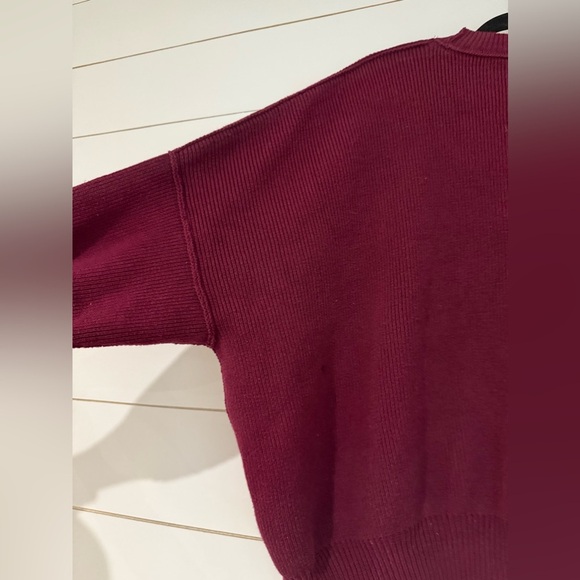 Free People  Mock Neck Long Sleeve Fuchsia Oversized Sweater Size XS - Picture 10 of 11